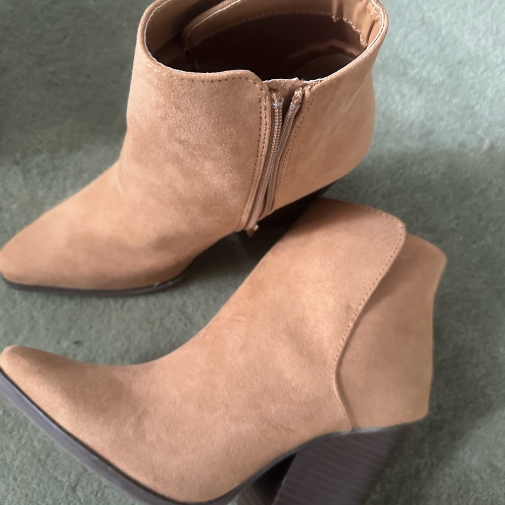 Camel color booties. Size 8 never worn.